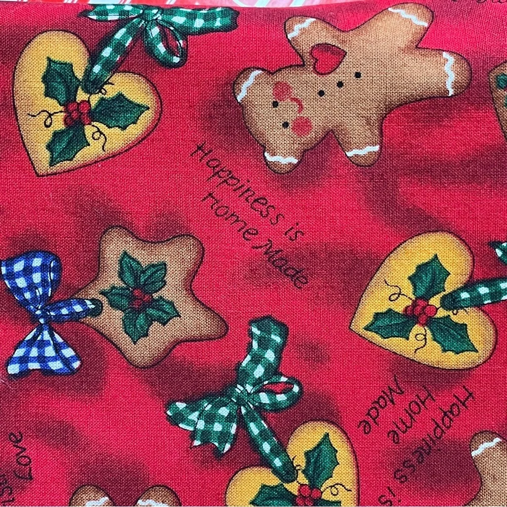 Vintage 1997 Ro Gregg Home Made Christmas Love Red Gingerbread Fabric 64